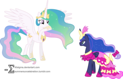 Size: 8340x5360 | Tagged: safe, artist:90sigma, princess celestia, princess luna, g4, absurd resolution, clothes, dress, simple background, transparent background