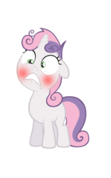 Size: 500x800 | Tagged: safe, artist:purezparity, sweetie belle, g4, blushing, lip bite, messy mane, simple background, transparent background, vector