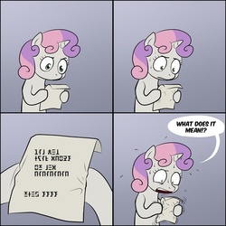 Size: 600x600 | Tagged: safe, sweetie belle, g4, exploitable meme, meme, sweetie's note meme