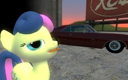 Size: 1280x800 | Tagged: safe, artist:hano, bon bon, sweetie drops, earth pony, pony, g4, 3d, dodge charger, female, gmod, solo, team fortress 2, tongue out