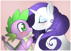 Size: 2136x1540 | Tagged: safe, artist:mirapony, rarity, spike, g4, imminent kissing, ship:sparity, shipping