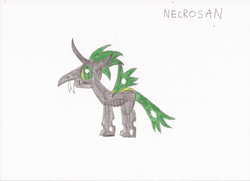 Size: 682x494 | Tagged: safe, artist:star dragon, oc, oc only, changeling, green changeling, quality, solo, traditional art