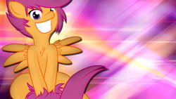 Size: 1920x1080 | Tagged: safe, artist:knifeh, artist:overmare, scootaloo, g4, chest fluff, vector, wallpaper