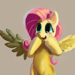 Size: 1440x1440 | Tagged: safe, artist:paladin, fluttershy, pony, g4, blushing, crying, female, happy, solo