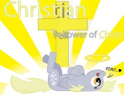 Size: 792x612 | Tagged: safe, artist:ostichristian, derpy hooves, pegasus, pony, g4, christianity, donut, female, mare, religion, solo