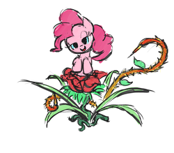 Size: 440x386 | Tagged: safe, artist:untiltheballoons, pinkie pie, alraune, hybrid, g4, bedroom eyes, castlevania, crossover, female, mare, plant