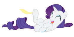 Size: 7200x3600 | Tagged: safe, edit, rarity, pony, unicorn, g4, ^^, belly, cute, eyes closed, feather, female, hoof tickling, hooves, laughing, mare, raribetes, simple background, solo, tickling, transparent background