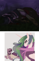 Size: 645x995 | Tagged: safe, artist:rizcifra, princess celestia, twilight sparkle, g4, wip