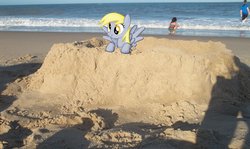 Size: 1157x691 | Tagged: safe, artist:natsu714, derpy hooves, pegasus, pony, g4, beach, female, irl, mare, ponies in real life