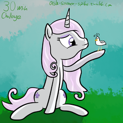 Size: 1000x1000 | Tagged: safe, artist:stoner-spike, fleur-de-lis, bird, g4, 30 minute art challenge, female, sitting, solo