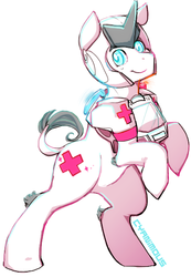 Size: 398x574 | Tagged: safe, artist:cyanimous, pony, crossover, ponified, ratchet, solo, transformers