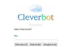 Size: 445x324 | Tagged: safe, cleverbot, hasbro, meme, no pony, text