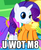 Size: 341x415 | Tagged: safe, edit, edited screencap, screencap, applejack, rarity, spike, g4, keep calm and flutter on, season 3, animation error, image macro, missing eyelashes, rarieyes, u wot m8