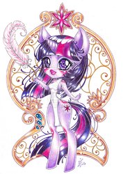 Size: 900x1271 | Tagged: dead source, safe, artist:yarelly, twilight sparkle, anthro, unguligrade anthro, g4, ambiguous facial structure, deviantart watermark, female, obtrusive watermark, solo, traditional art, watermark