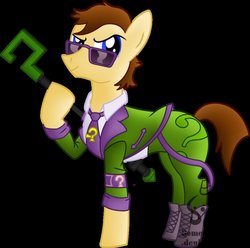 Size: 898x890 | Tagged: safe, artist:someponytolove, pony, arkham city, batman, black background, ponified, simple background, solo, the riddler, vector