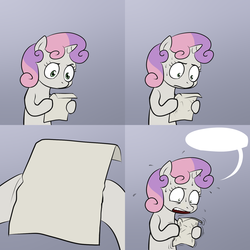 Size: 2000x2000 | Tagged: safe, artist:lemondevil, sweetie belle, pony, g4, exploitable meme, female, meme, paper, plewds, solo, sweat, sweetie's note meme, template