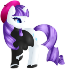 Size: 865x924 | Tagged: safe, artist:xeella, rarity, pony, unicorn, g4, beatnik rarity, beret, clothes, female, hat, mare, simple background, solo, sweater, transparent background