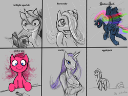 Size: 2048x1536 | Tagged: safe, artist:darkdoomer, applejack, fluttershy, pinkie pie, rainbow dash, rarity, twilight sparkle, g4, knife, satanism