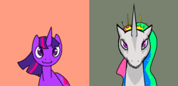 Size: 1330x645 | Tagged: safe, artist:darkdoomer, princess celestia, twilight sparkle, g4, pixel art