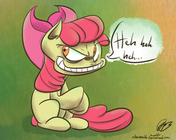 Size: 1000x796 | Tagged: safe, artist:dzone16, apple bloom, g4, devious, evil