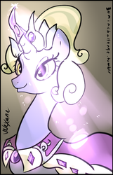 Size: 489x759 | Tagged: safe, artist:velexane, princess platinum, g4, 30 minute art challenge, crepuscular rays, gem, horn extension, lens flare, royalty