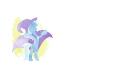 Size: 1920x1080 | Tagged: dead source, safe, artist:jujupony, trixie, pony, unicorn, g4, bipedal, cape, clothes, female, hat, mare, no eyes, open mouth, raised hooves, silhouette, simple background, solo, trixie's cape, trixie's hat, white background