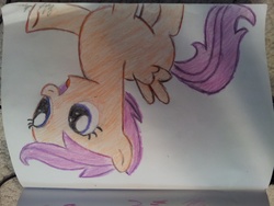 Size: 3264x2448 | Tagged: safe, artist:woohooufoo, scootaloo, g4, side view, solo, traditional art, upside down