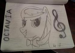 Size: 572x408 | Tagged: safe, octavia melody, earth pony, pony, g4, female, grayscale, monochrome, solo, traditional art