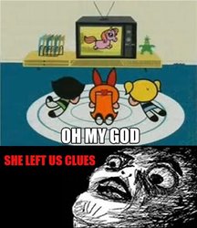 Size: 500x578 | Tagged: safe, comic, creepy, foreshadowing, rage face, television, the powerpuff girls