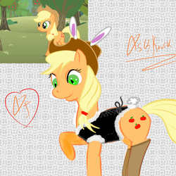 Size: 1280x1280 | Tagged: safe, artist:raptor909, applejack, g4, 30 minute art challenge, bunny suit, clothes, leotard