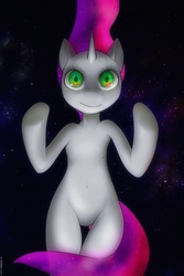 Size: 1000x1500 | Tagged: safe, artist:darkdoomer, sweetie belle, g4, belly button, space, stare, surreal, universe