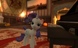 Size: 1280x800 | Tagged: safe, artist:hano, rarity, g4, 3d, candle, carpet, cp manor event, female, fireplace, gmod, looking at you, musical instrument, piano, picture, team fortress 2, vase