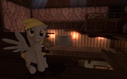 Size: 1280x800 | Tagged: safe, artist:hano, derpy hooves, pegasus, pony, g4, 3d, cp manor event, female, gmod, looking at you, mare, oops, pit