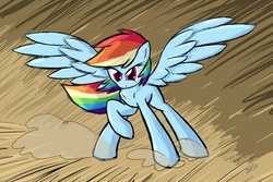 Size: 1920x1280 | Tagged: dead source, safe, artist:whatsapokemon, rainbow dash, pony, g4, action pose, female, solo