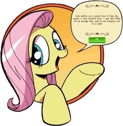 Size: 421x431 | Tagged: safe, gameloft, idw, fluttershy, friendship is magic #3, g4, my little pony: friendship is magic (idw), bad advice fluttershy, exploitable meme, meme