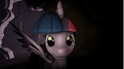 Size: 480x270 | Tagged: safe, twilight sparkle, alicorn, pony, g4, animated, female, grin, jump scare, jumpscare, looking at you, mare, nightmare fuel, scary, smiling, solo, source filmmaker, spread wings, twilight snapple, twilight sparkle (alicorn), wide eyes