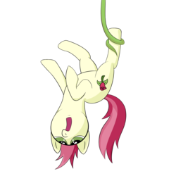 Size: 3000x3000 | Tagged: safe, artist:spectrepony, roseluck, pony, g4, female, hung upside down, pixiv, simple background, solo, tentacles, transparent background, upside down