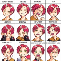 Size: 1200x1188 | Tagged: safe, artist:ninjaham, babs seed, human, g4, blushing, deviantart meme, expressions, face, facial expressions, female, humanized, solo