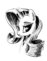 Size: 1924x2490 | Tagged: safe, artist:mcstalins, rarity, pony, g4, female, monochrome, portrait, simple background, solo