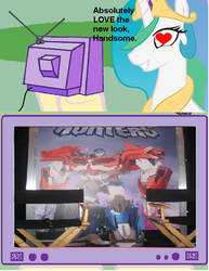 Size: 541x702 | Tagged: safe, princess celestia, g4, beast hunters, exploitable meme, optilestia, optimus prime, transformers, transformers prime, tv meme