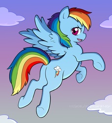 Size: 775x850 | Tagged: safe, artist:arosyks, artist:spiralshockwave, rainbow dash, pegasus, pony, g4, butt, cloud, female, flying, hooves, looking at you, looking back, open mouth, plot, sky, smiling, solo, wings