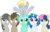 Size: 1285x811 | Tagged: safe, artist:lottapotatosalad, bon bon, derpy hooves, dj pon-3, doctor whooves, lyra heartstrings, octavia melody, sweetie drops, time turner, vinyl scratch, earth pony, pegasus, pony, unicorn, g4, ^^, background pony, background six, eyes closed, female, happy, hooves, horn, male, mare, open mouth, simple background, smile song, smiling, stallion, transparent background, vector