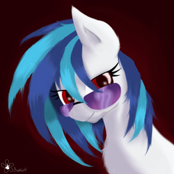 Size: 2039x2040 | Tagged: safe, artist:askbubblesthepony, dj pon-3, vinyl scratch, pony, unicorn, g4, female, glasses, horn, looking at you, mare, portrait, solo, sunglasses