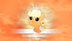 Size: 1920x1080 | Tagged: safe, artist:kibbiethegreat, applejack, g4, baby, babyjack, diaper, foal, vector, wallpaper