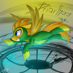 Size: 900x900 | Tagged: safe, artist:starlightspark, oc, oc only, crisis equestria, briarthorn, determined smile, flying