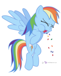 Size: 1200x1500 | Tagged: safe, artist:dm29, rainbow dash, pegasus, pony, g4, disgusted, eating, ew, female, puffy cheeks, simple background, skittles, solo, spitting, transparent background