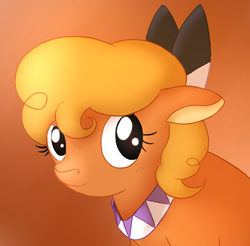 Size: 456x448 | Tagged: safe, artist:twist3w, little strongheart, bison, buffalo, g4, adoraheart, alternate hairstyle, blonde hair, cute, feather, hair, loose hair
