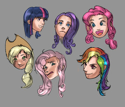 Size: 1097x945 | Tagged: safe, artist:ponyrake, applejack, fluttershy, pinkie pie, rainbow dash, rarity, twilight sparkle, human, g4, female, humanized, mane six