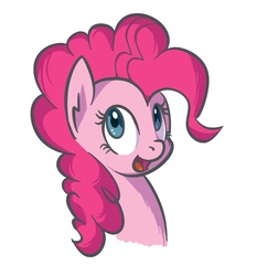 Size: 956x1024 | Tagged: safe, artist:postscripting, pinkie pie, earth pony, pony, g4, bust, cute, diapinkes, female, open mouth, portrait, simple background, solo, style emulation, white background