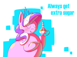 Size: 1180x874 | Tagged: safe, artist:secretgoombaman12345, diamond tiara, ask chubby diamond, g4, ask, fat, solo, tea, tumblr